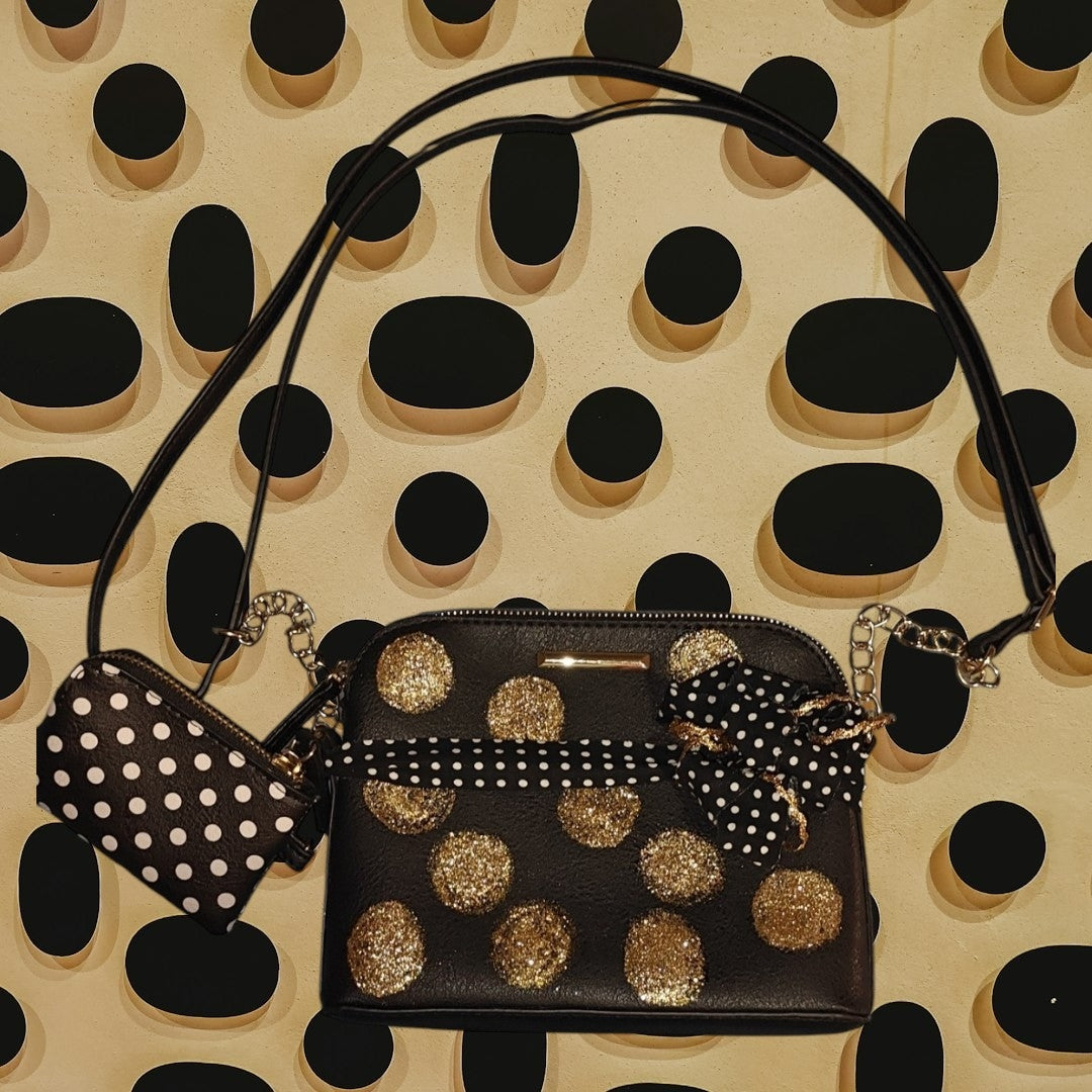 Polka Dotted Crossbody Bag with coin purse