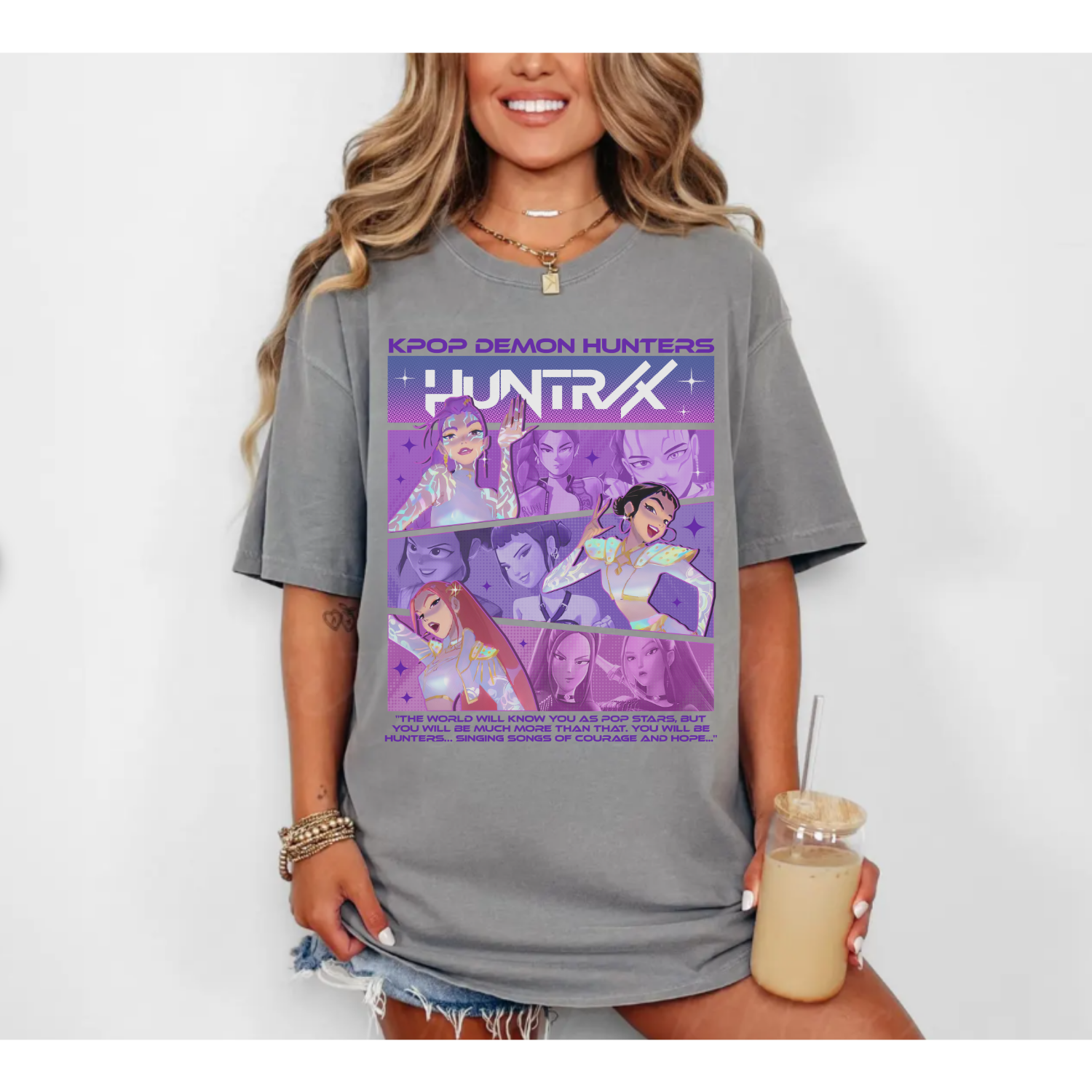 My Kpop Demon Hunters Comic Style Shirt – Trendy K-Pop Idol Graphic Tee for Fans, Unisex Cotton