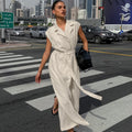 Women Cotton Linen Collar Belt Office Dress Spring Summer Dress