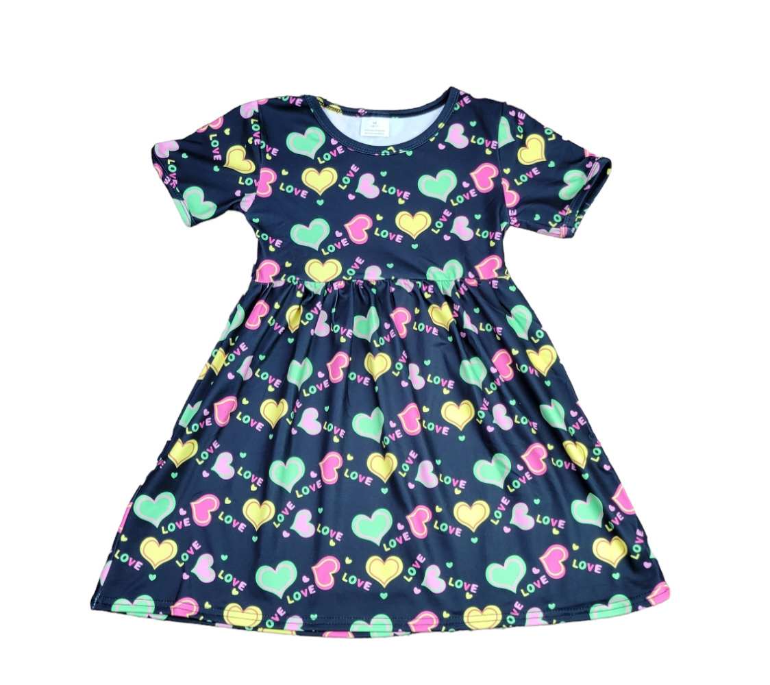 Love Hearts Short Sleeve Milk Silk Dress