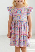 Rainbow Dreams Flutter Sleeve Twirl Dress