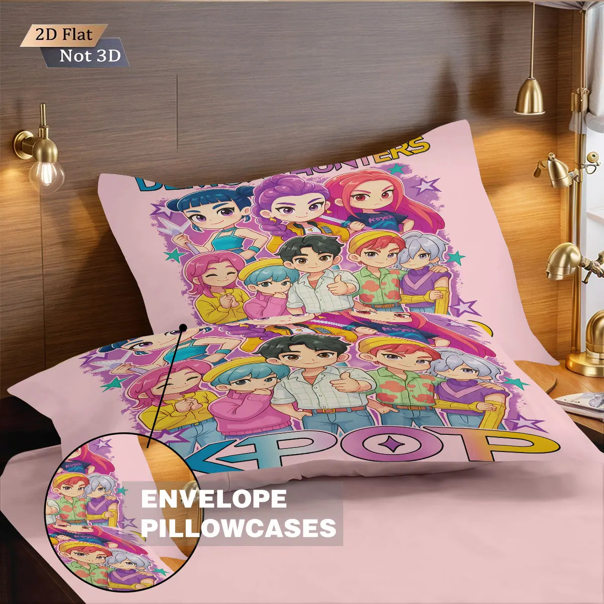 3-Piece K-Pop Demon Hunters Print Microfiber Duvet Cover Set – Multi-Size Bedding for Dorms & Bedrooms, Soft & Machine Washable