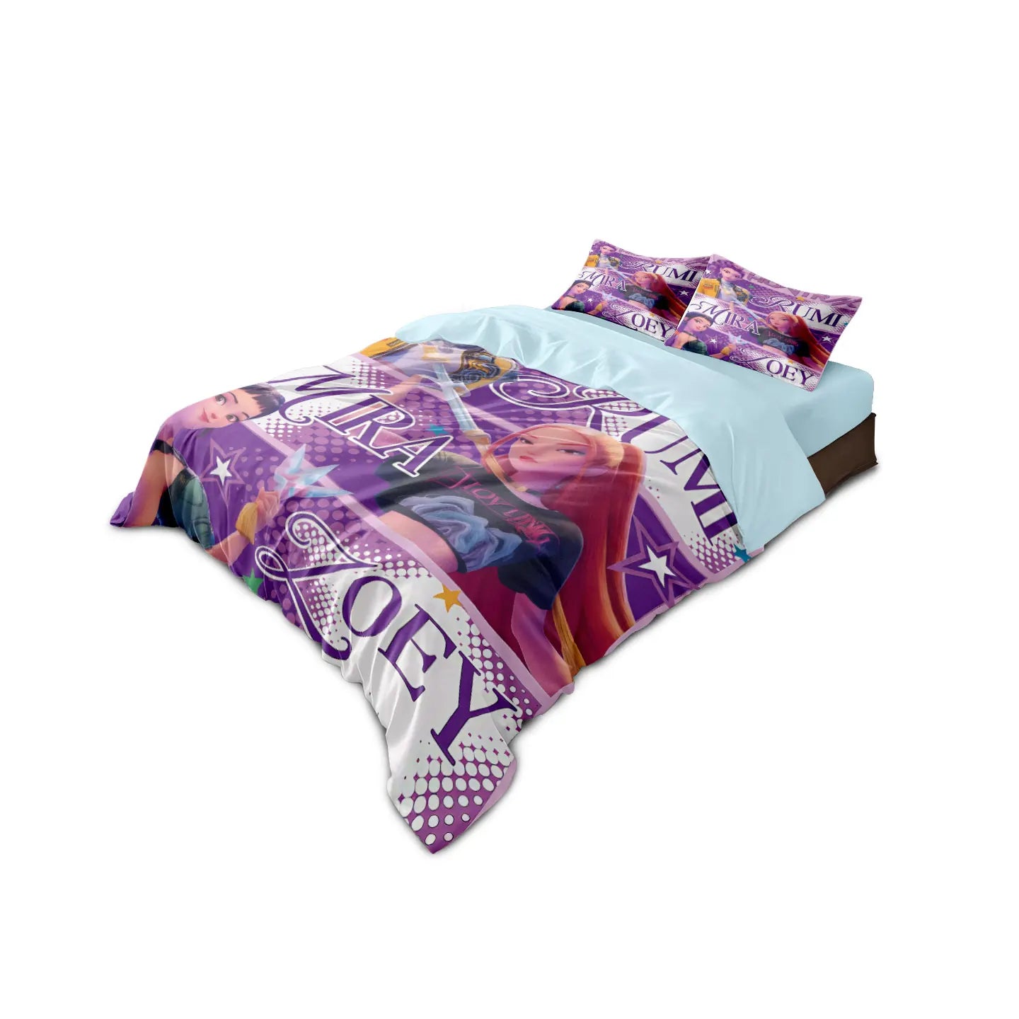 3-Piece K-Pop Cartoon Demon Hunters Girl Group Print Duvet Cover Set, Soft Microfiber, Machine Washable — Multiple Sizes 1.0–2.8m (39–110 in / 3.3–9 ft)