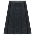 Ladies Denim Rib Short Panel Skirt With Elastic Stripe Waistband