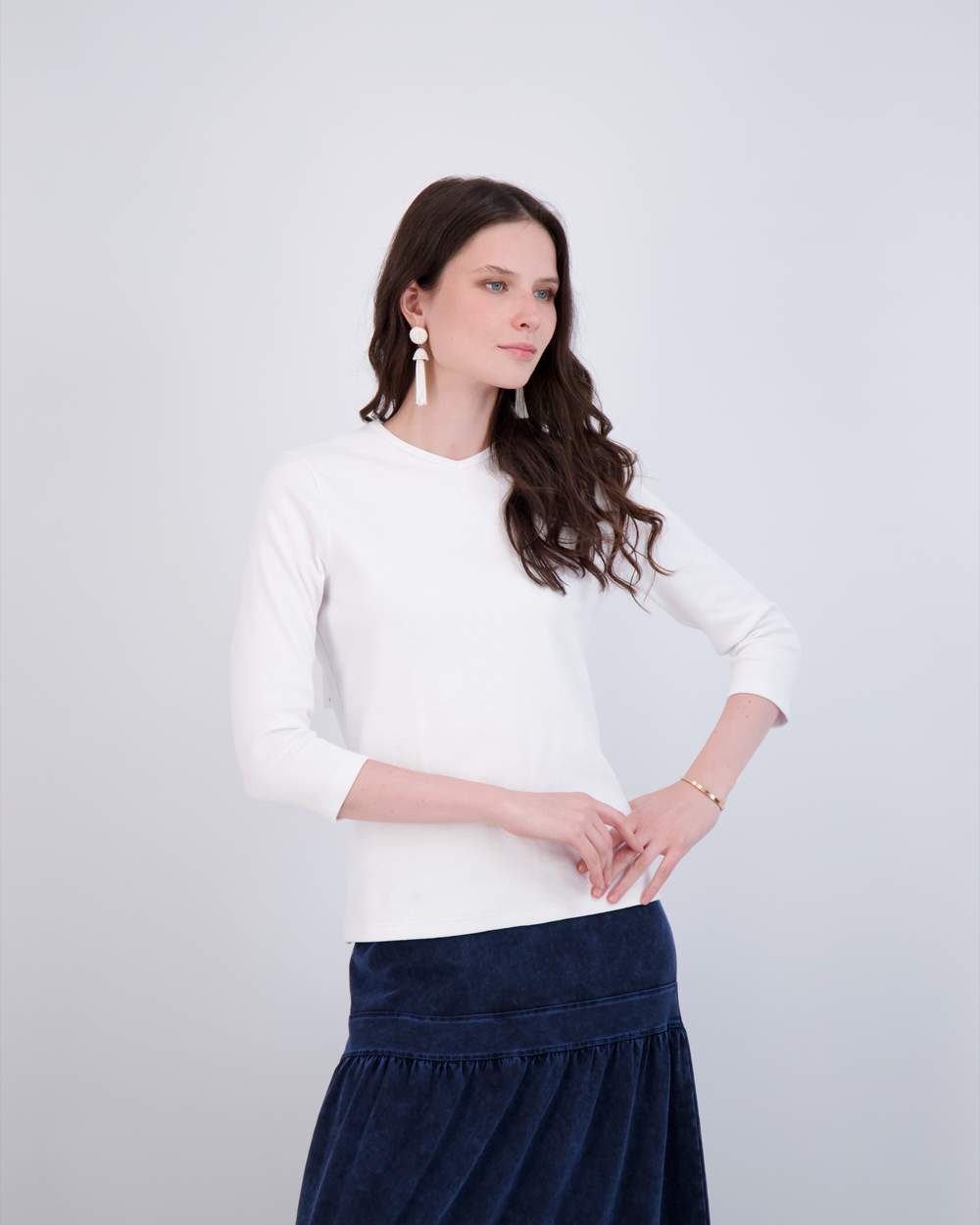 V Neck Ribbed Tee
