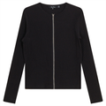 Thin Ribbed Crop Zipper Bomber