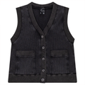 Ribbed Mineral Wash Contrast Cardigan Vest