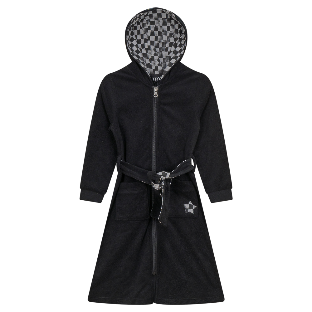 Checkered Star Applique Terry Robe