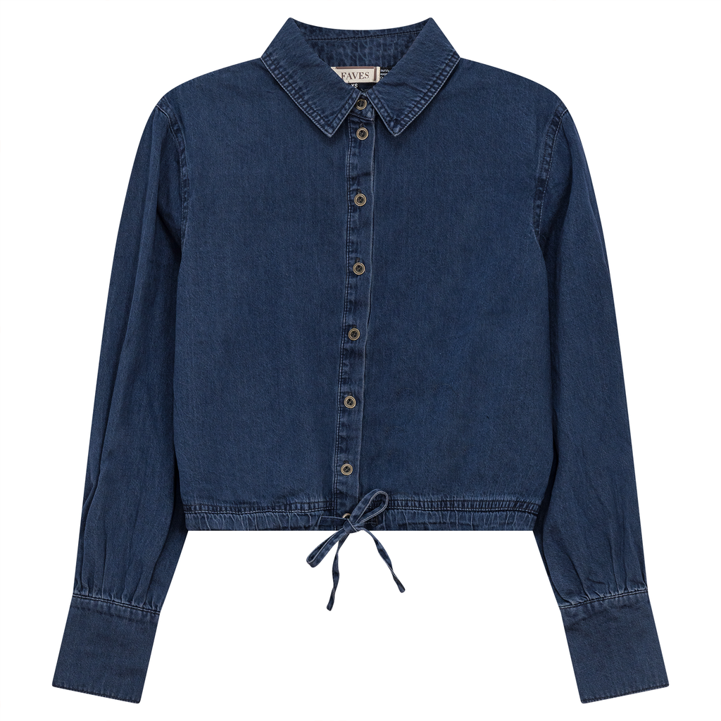 Denim Henley Bungee Top