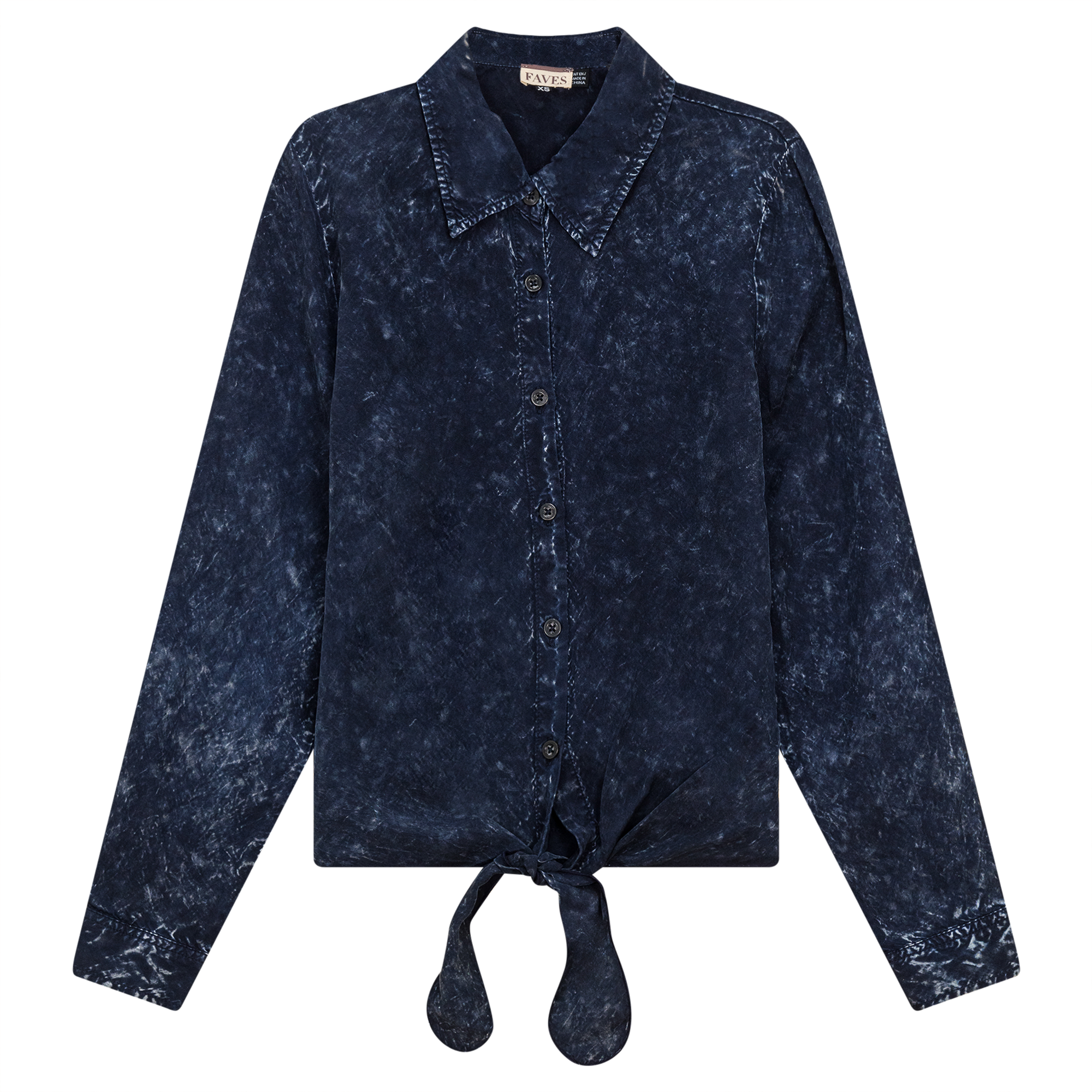 Wash Denim Tie Blouse