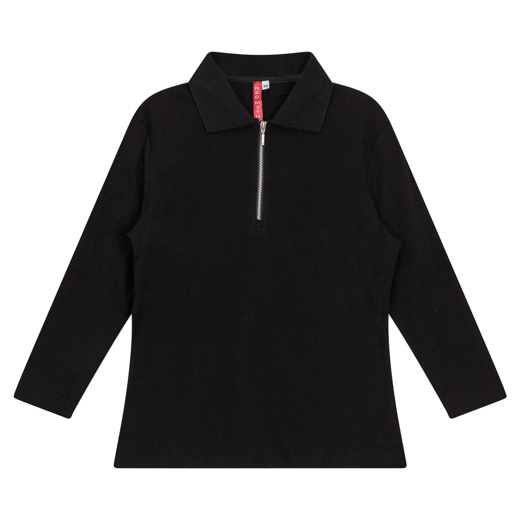 Zip Henley Collar Top