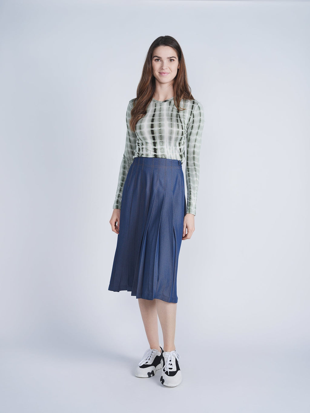 Woven Denim Flare Skirt