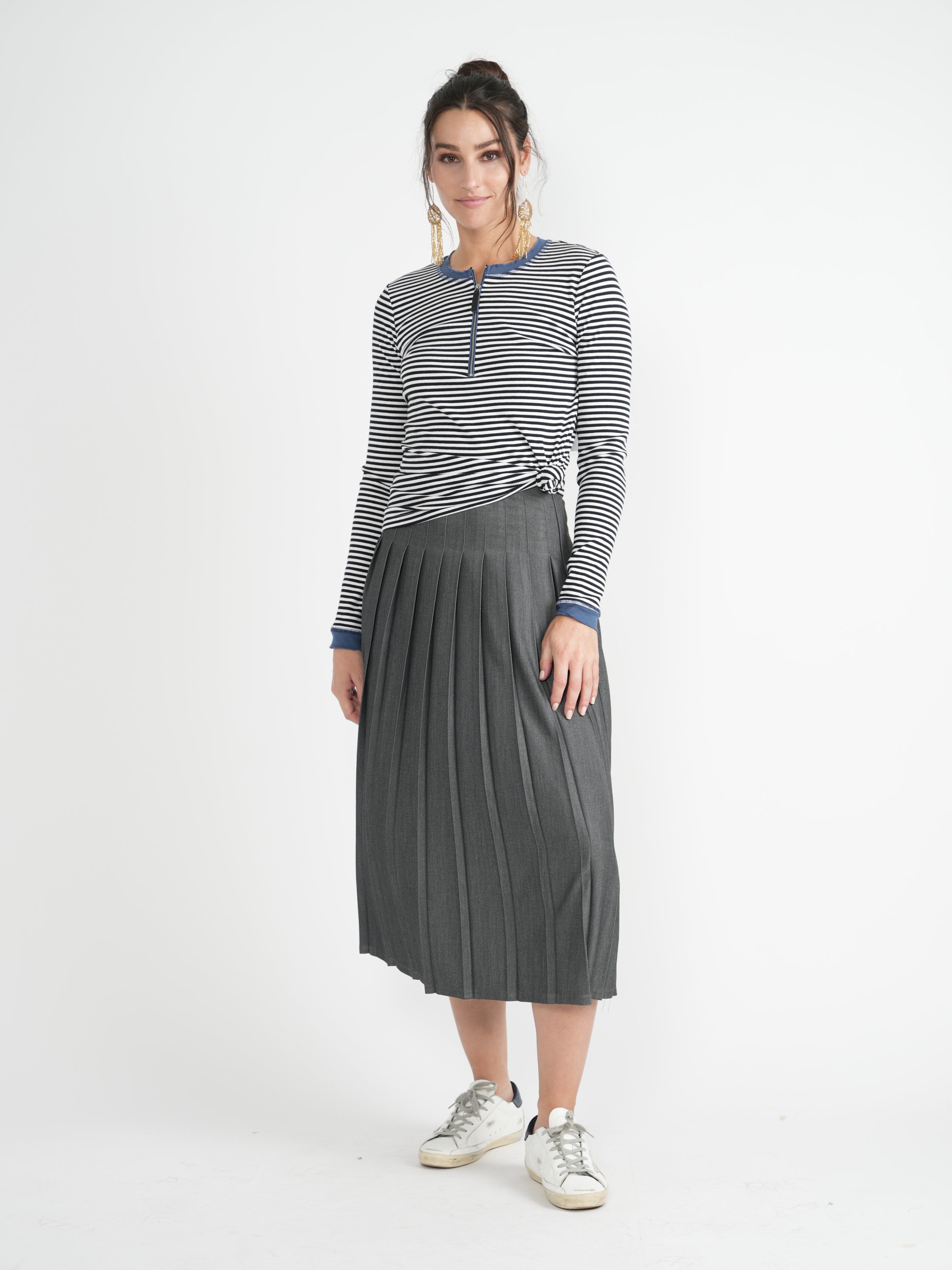 Maternity Striped V Neck Top