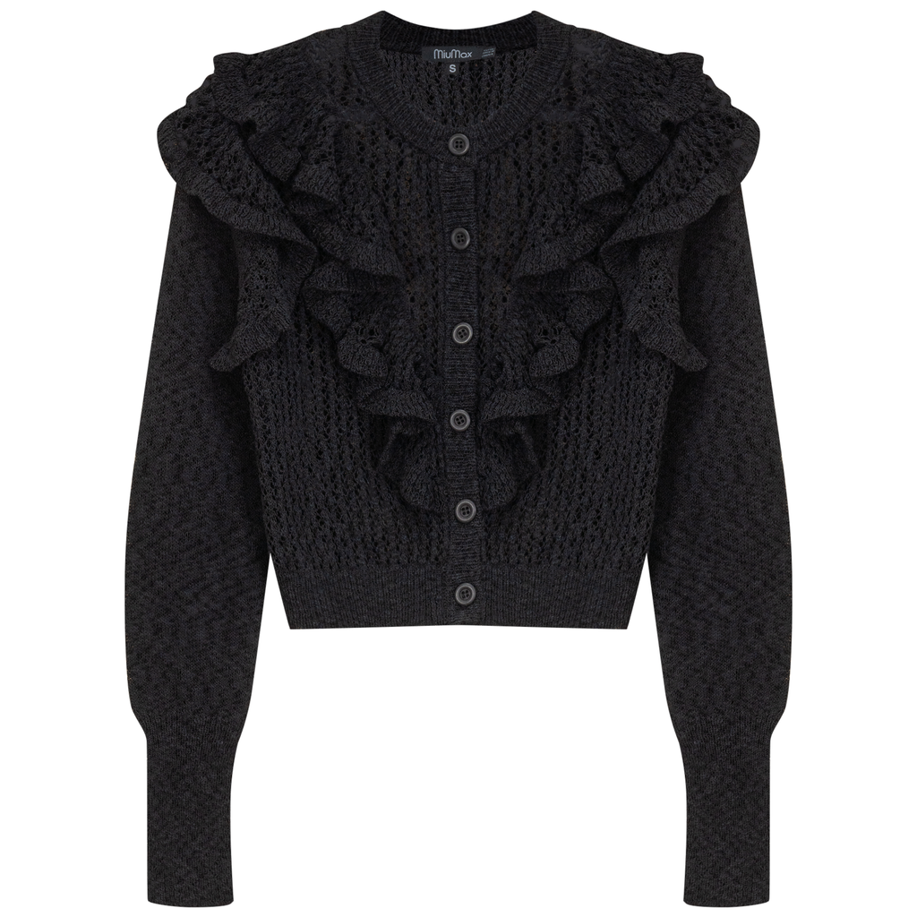Cropped Crochet Knit Cardigan
