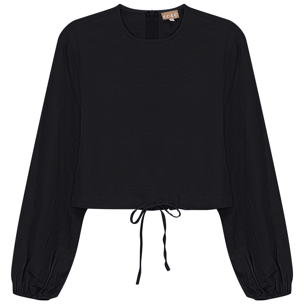 Cropped Linen Scrunch Tie Top