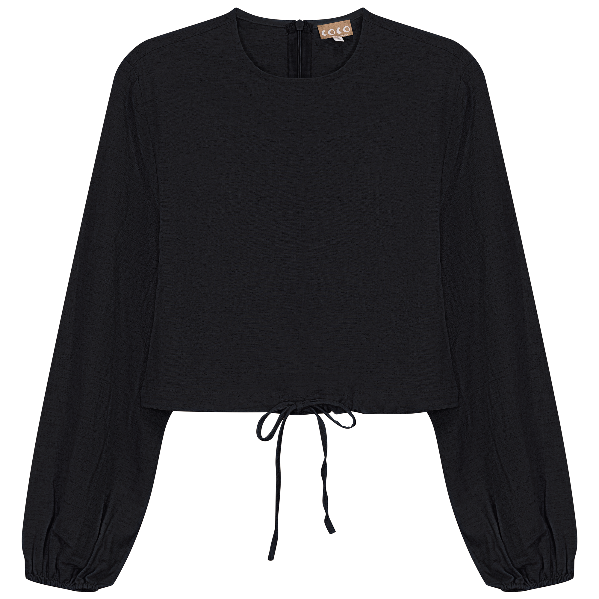 Cropped Linen Scrunch Tie Top