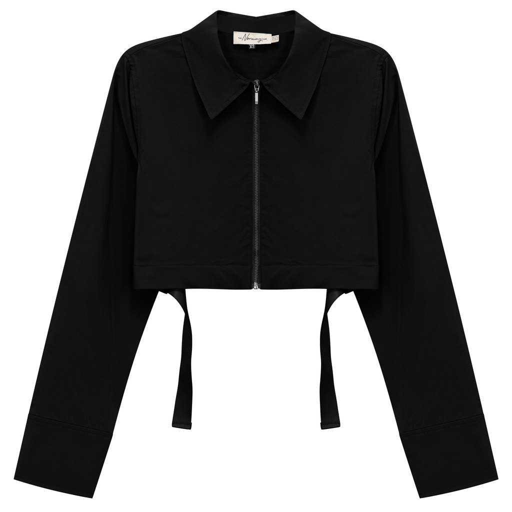 Cotton Cropped Ribbon Jacket