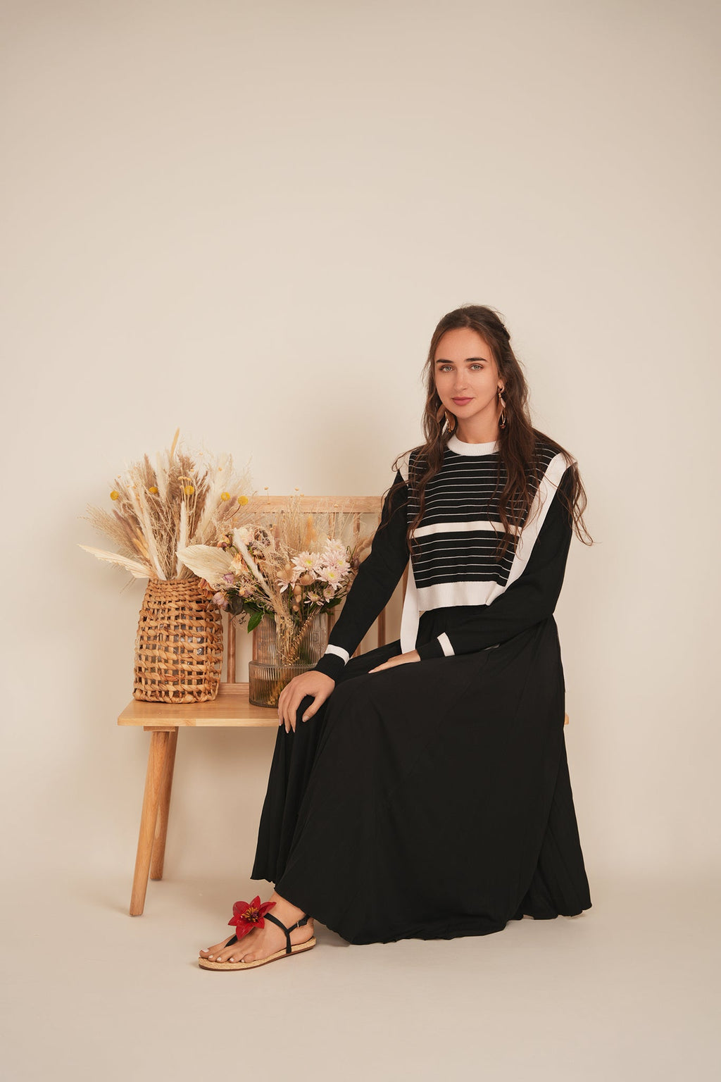 Striped Belt Sweater