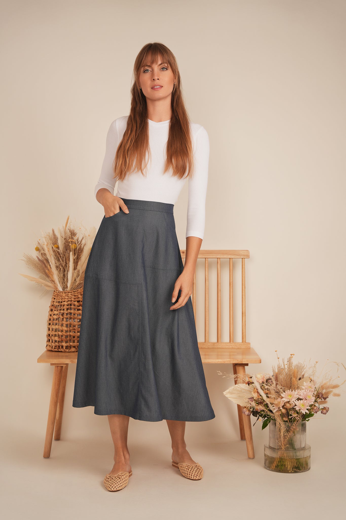 Denim Flare Skirt