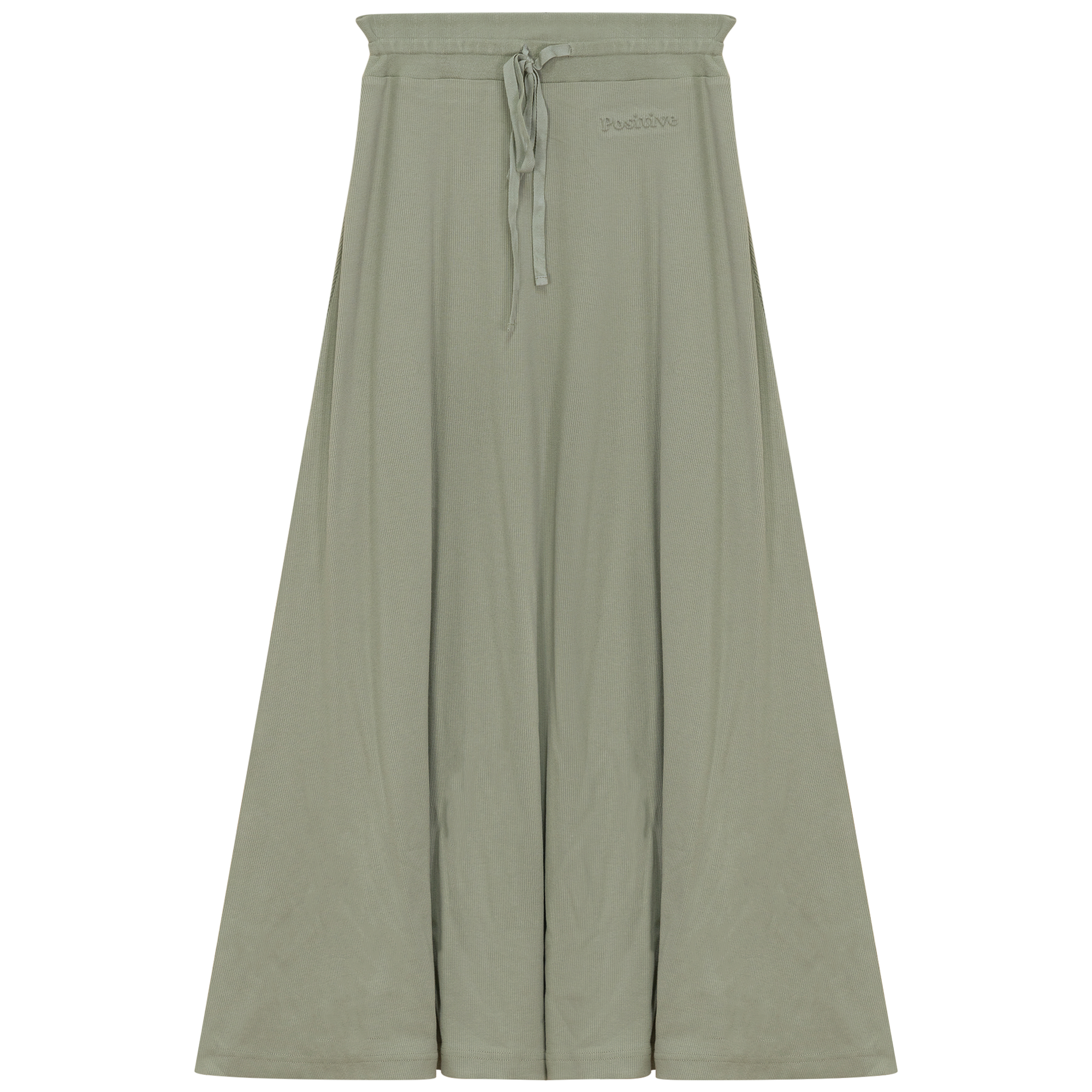 Ribbed Midi Drawstring A Line Skirt