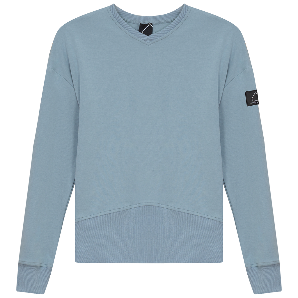 V Neck Sweatshirt Rib Combo