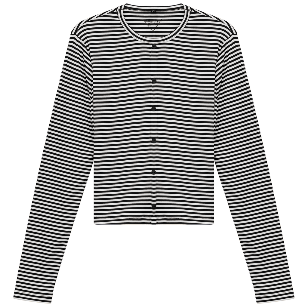Cropped Striped Cardigan Tee