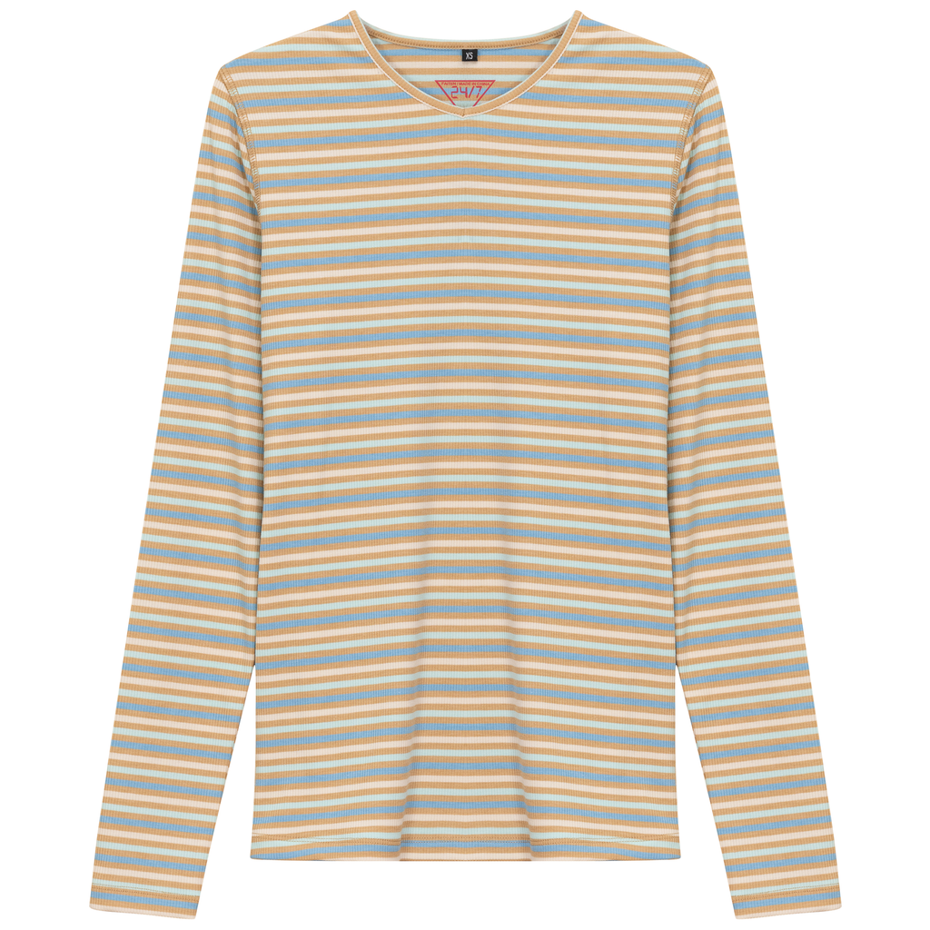 Striped V Neck Tee