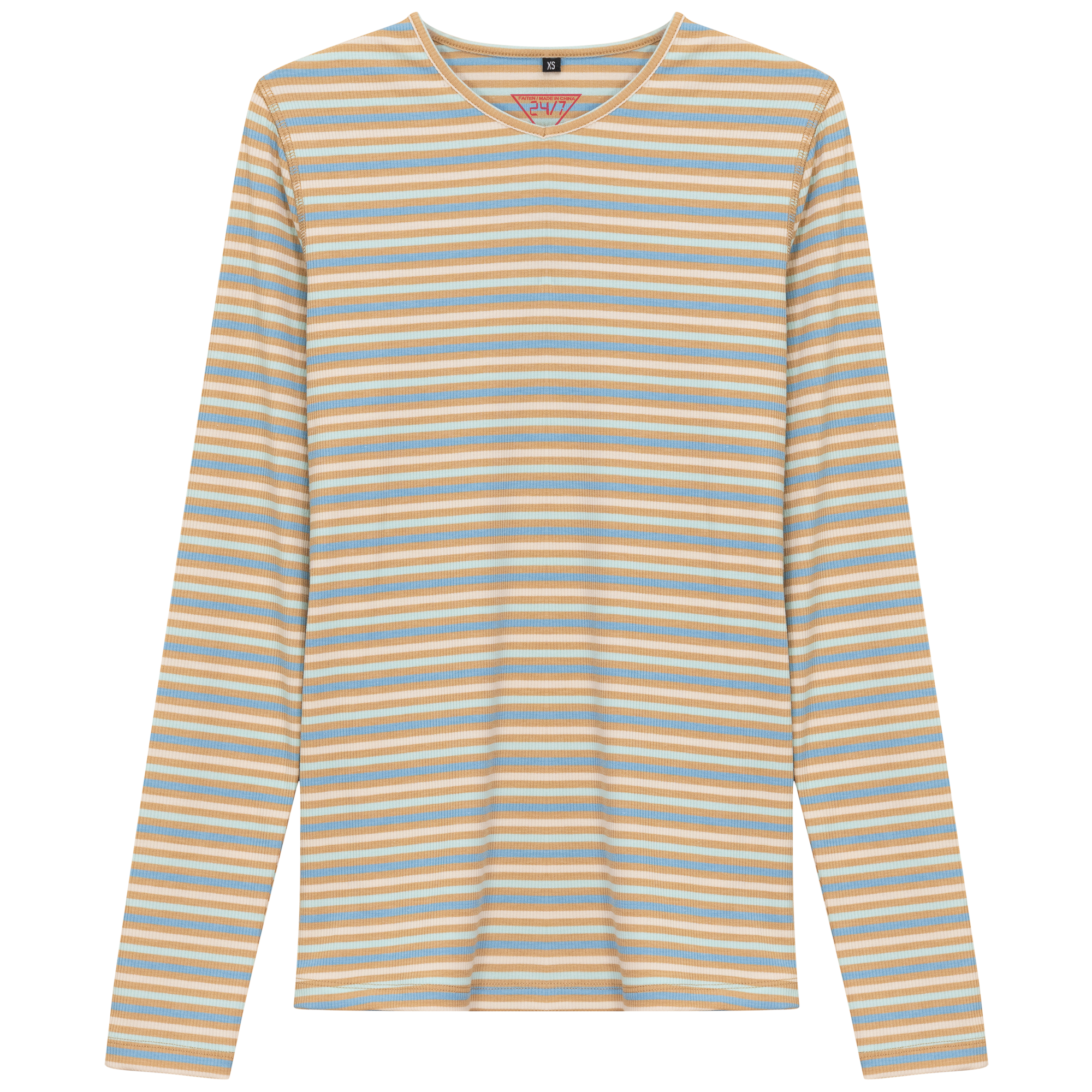 Striped V Neck Tee