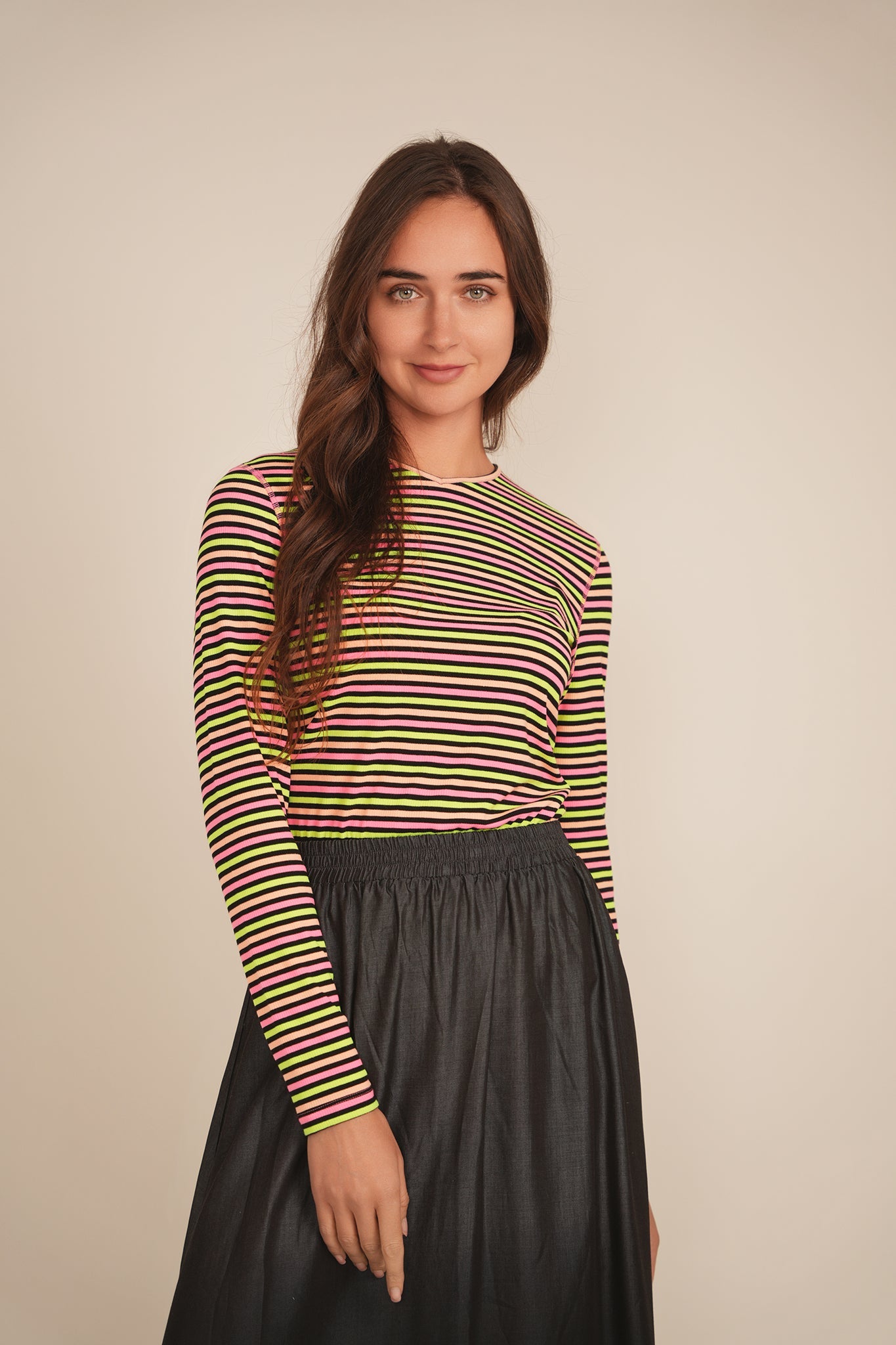 Striped V Neck Tee