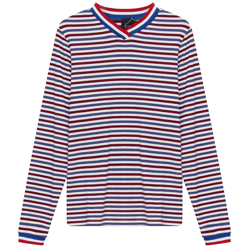 Striped Multi Color V Neck Tee
