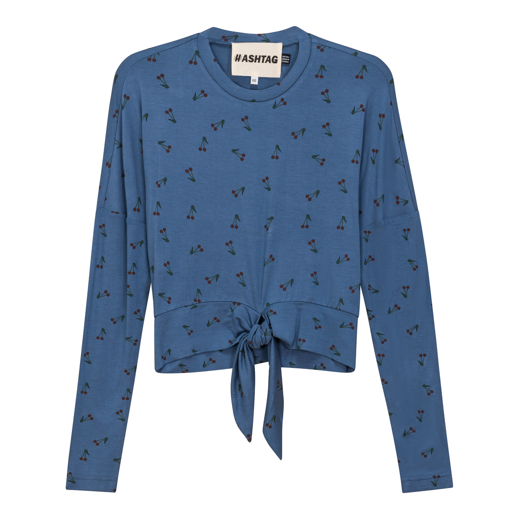 Cherry Floral Printed Tie Tee