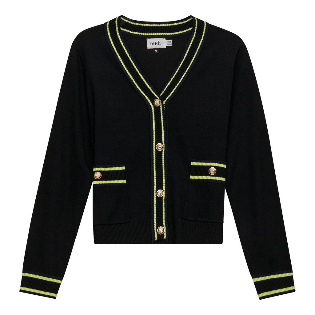 Knit Contrast Stripe Cardigan