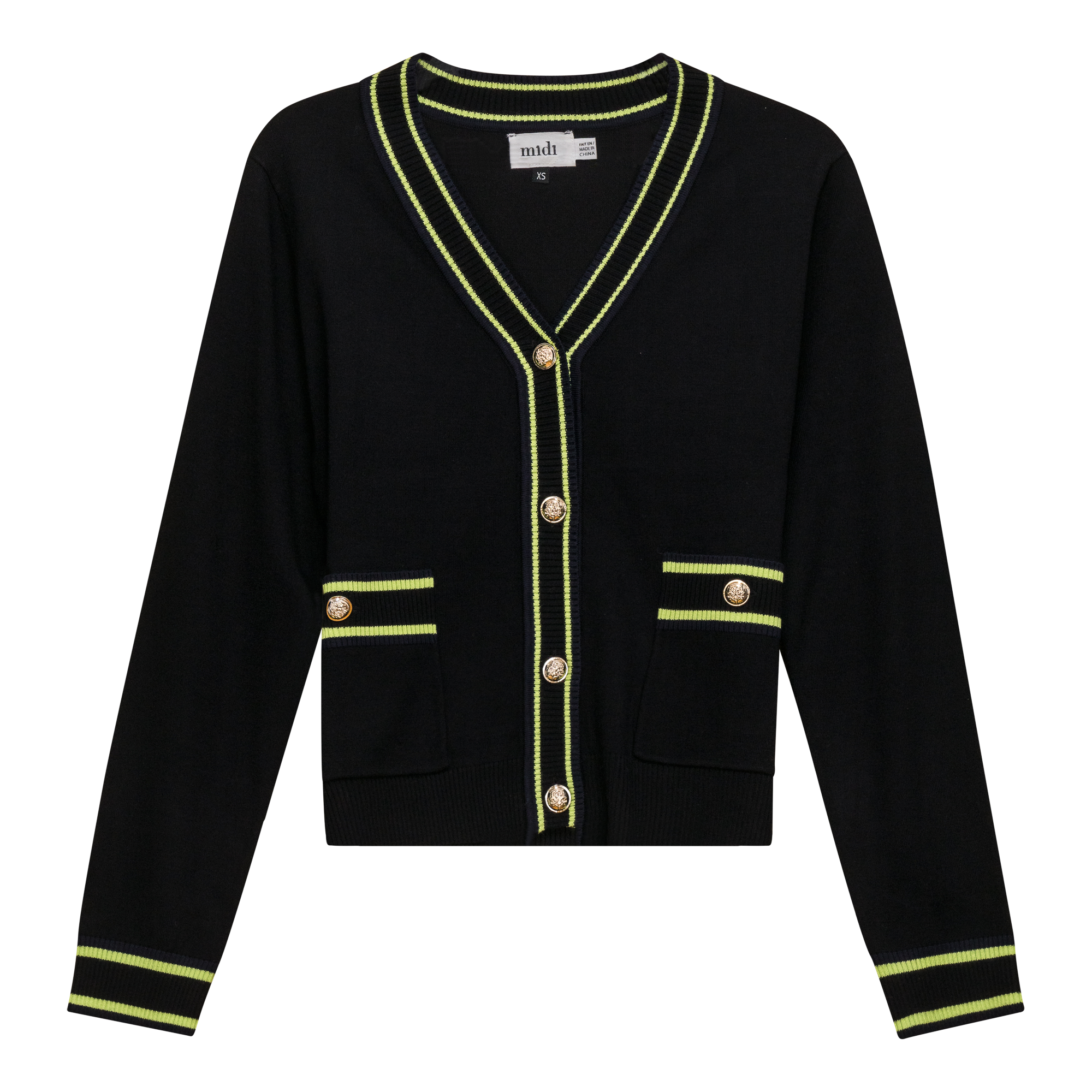 Knit Contrast Stripe Cardigan
