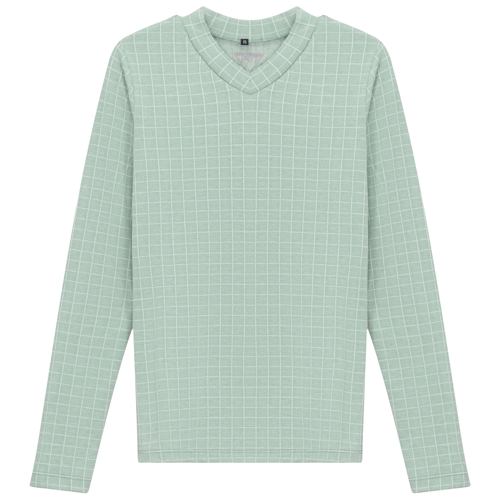 Checkered V Neck Cotton Tee