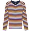 Striped Contrast V Neck Tee