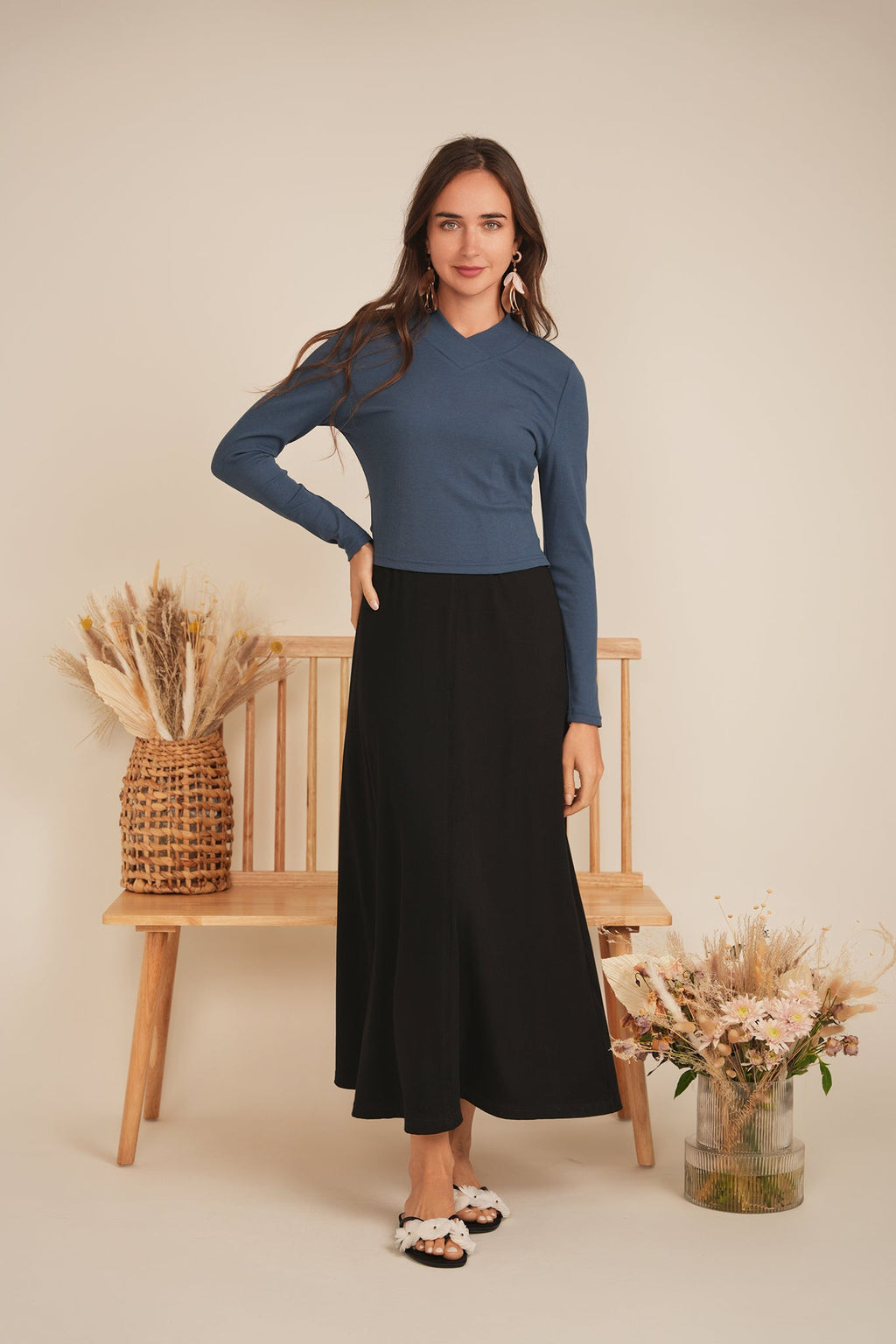 Cropped V Neck Tee