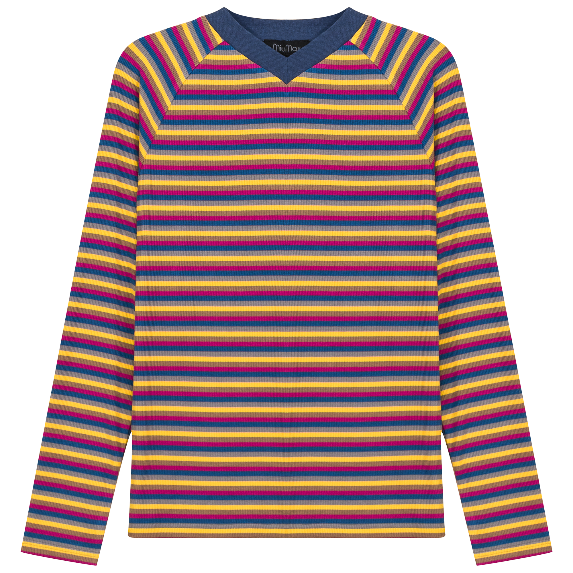 Stripped V Neck Raglan Tee