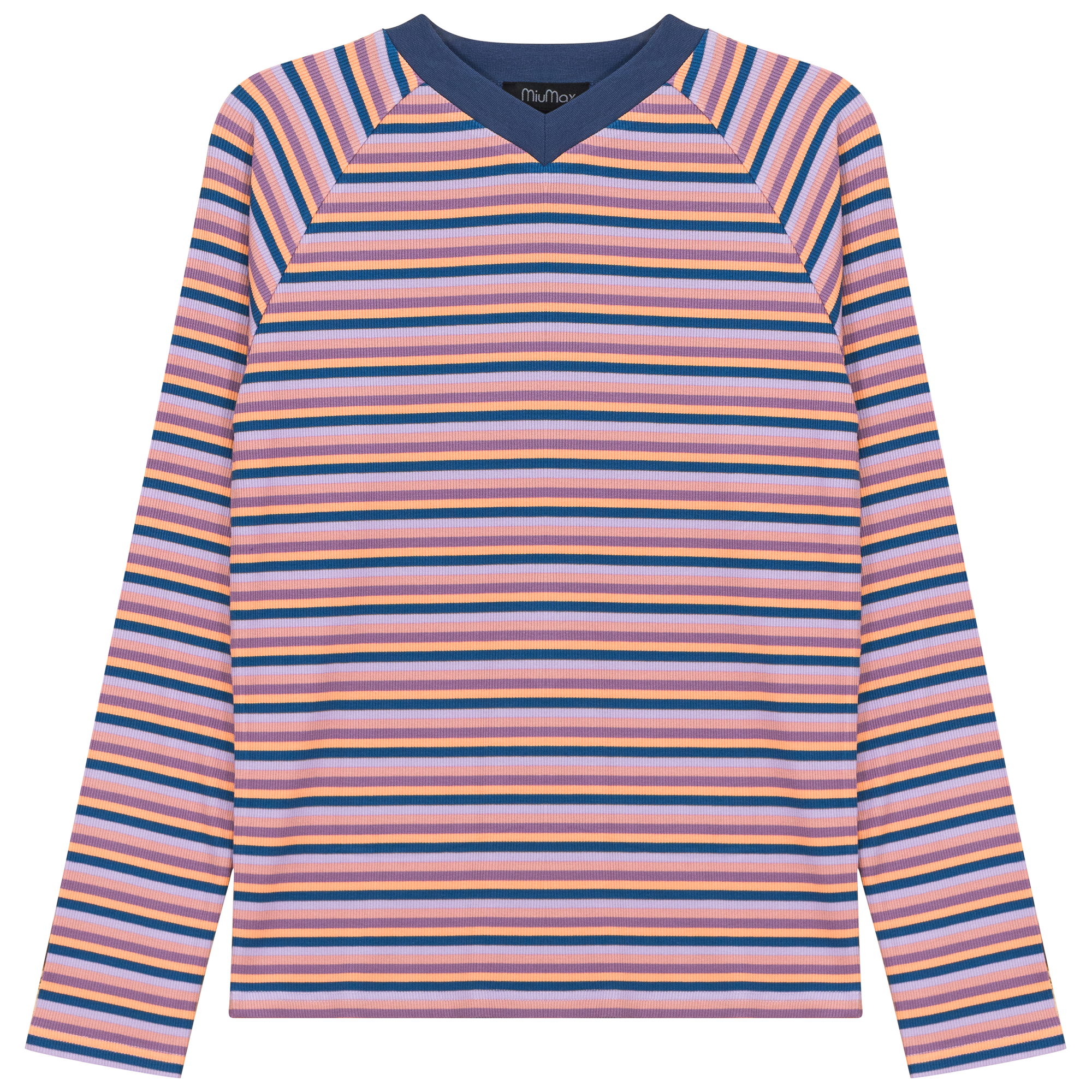 Stripped V Neck Raglan Tee