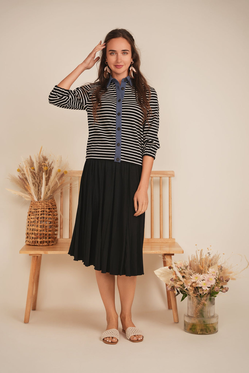 Short Pique Burst Pleated