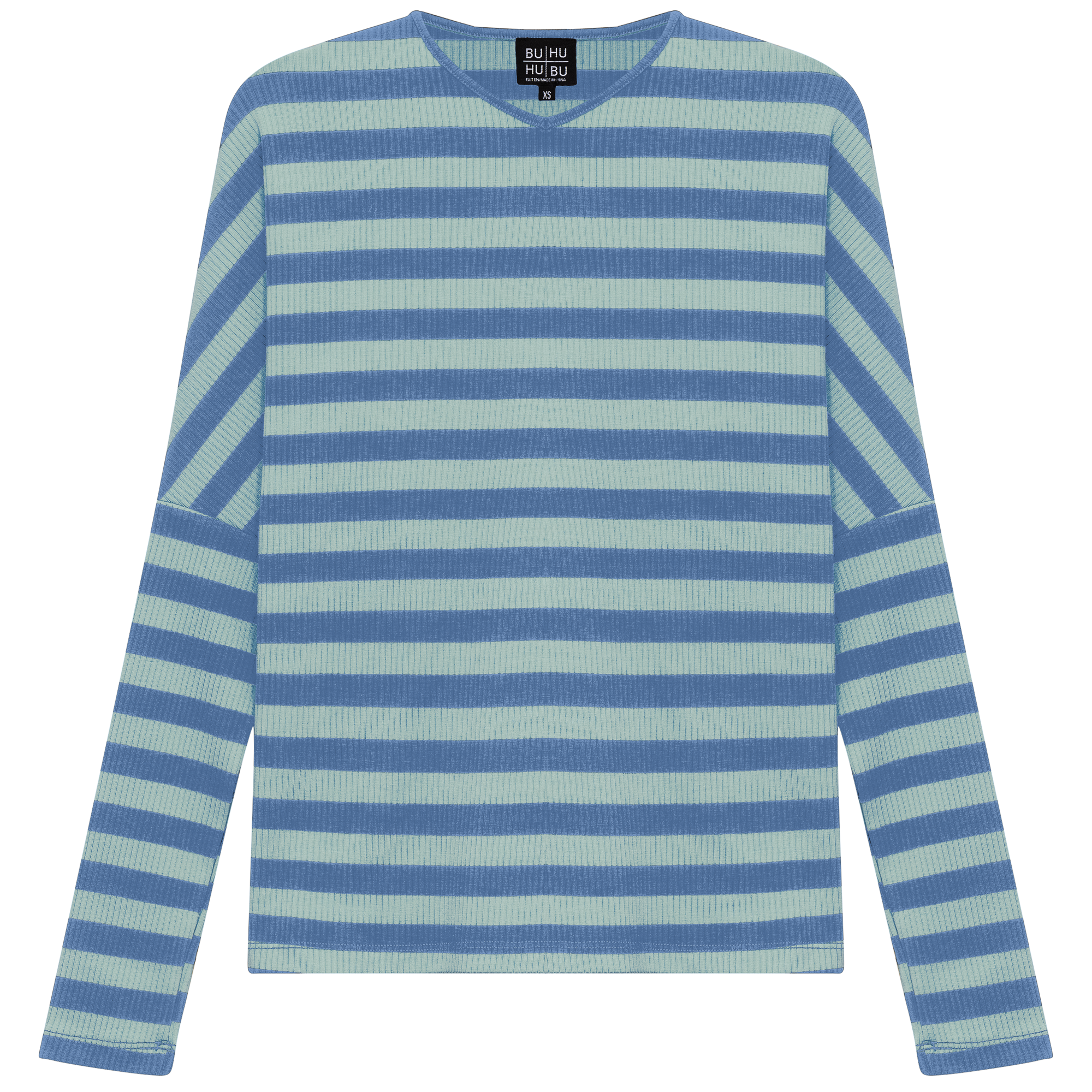 Cotton Striped V Neck Top