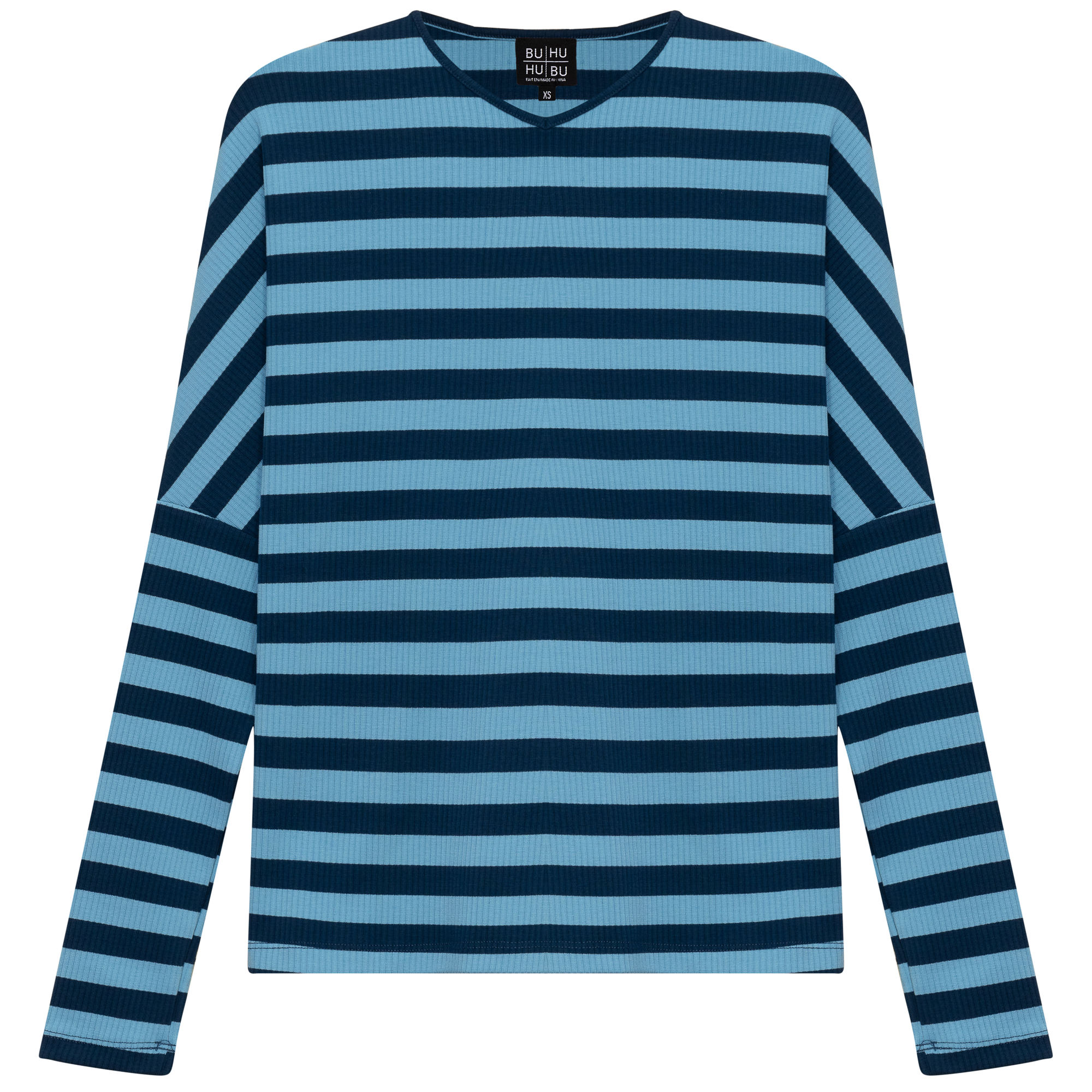 Cotton Striped V Neck Top