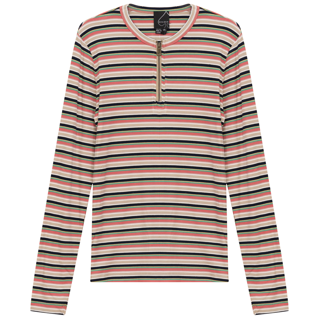Ribbed Striped Henley Tee