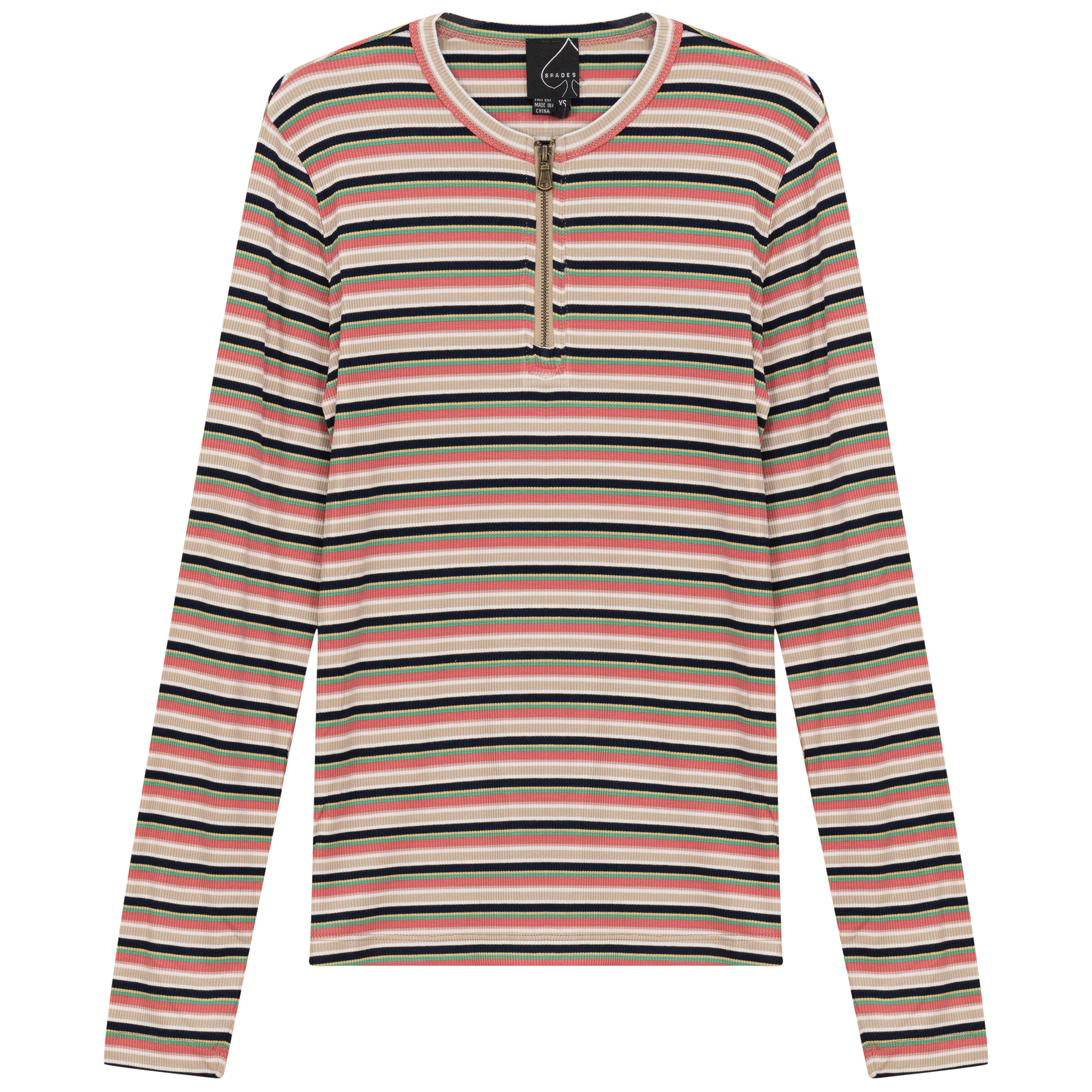 Ribbed Striped Henley Tee