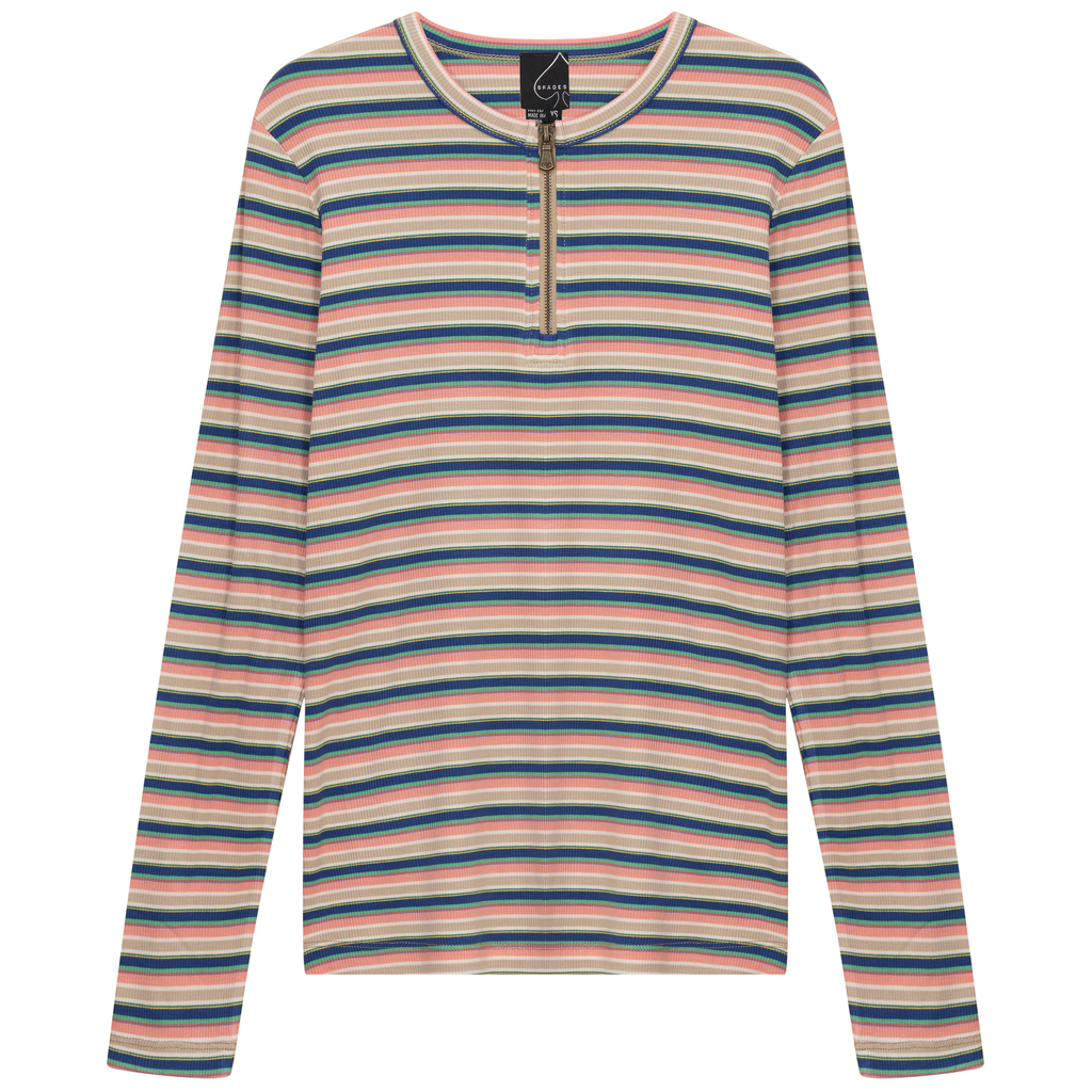Ribbed Striped Henley Tee