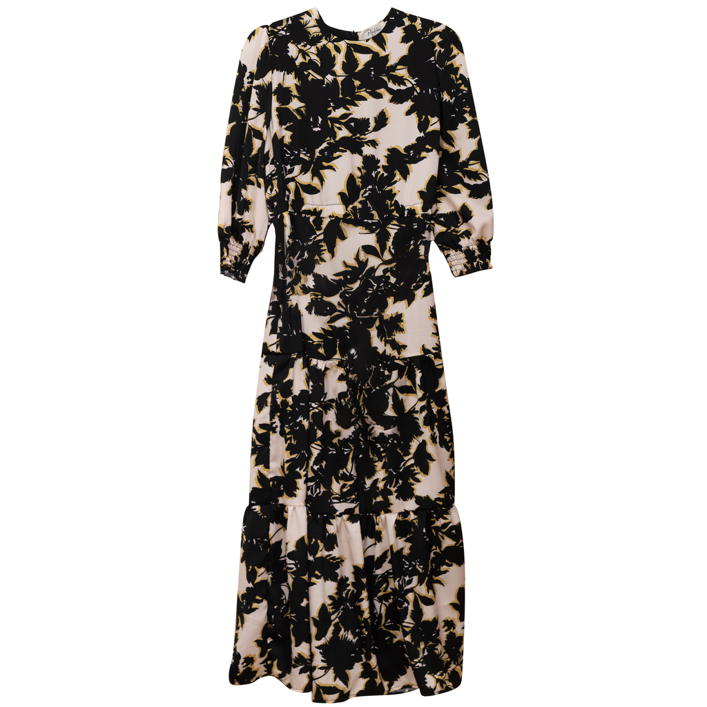 Printed Chiffon High Waisted Midi Dress