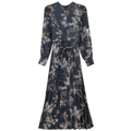 Printed Satin Accordian Pleated Dress