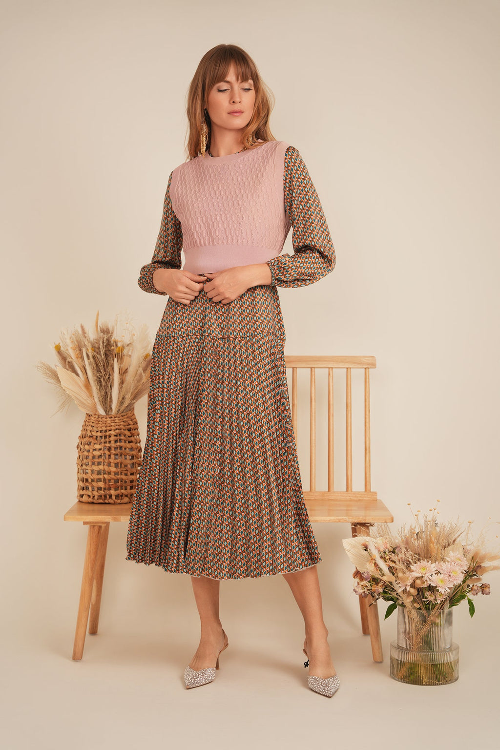 Midi Dress Vest Set