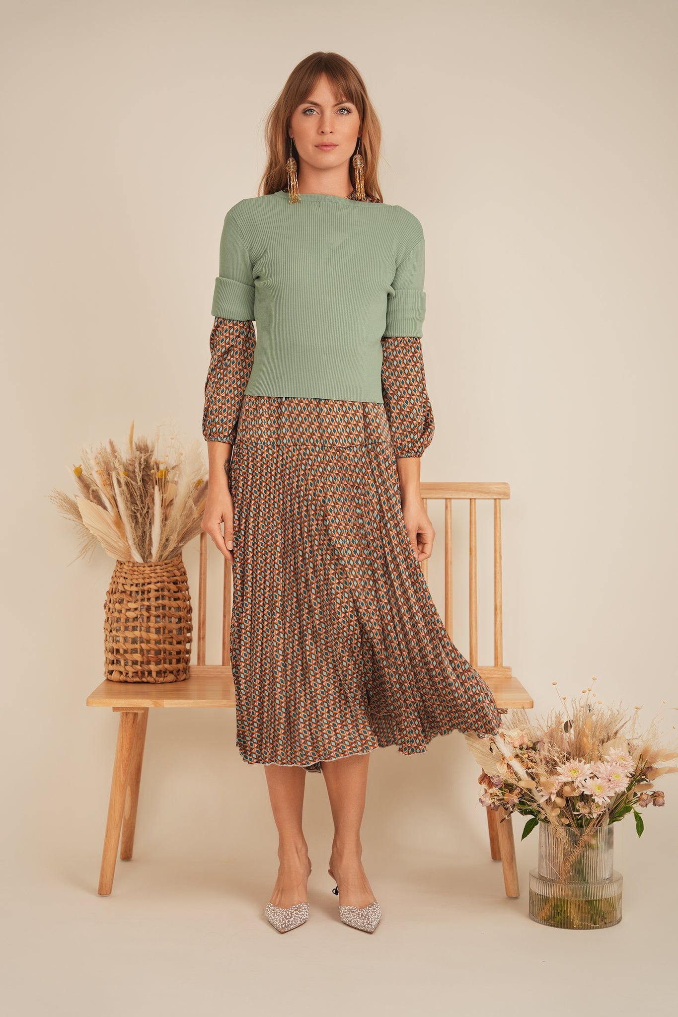 Midi Dress Vest Set