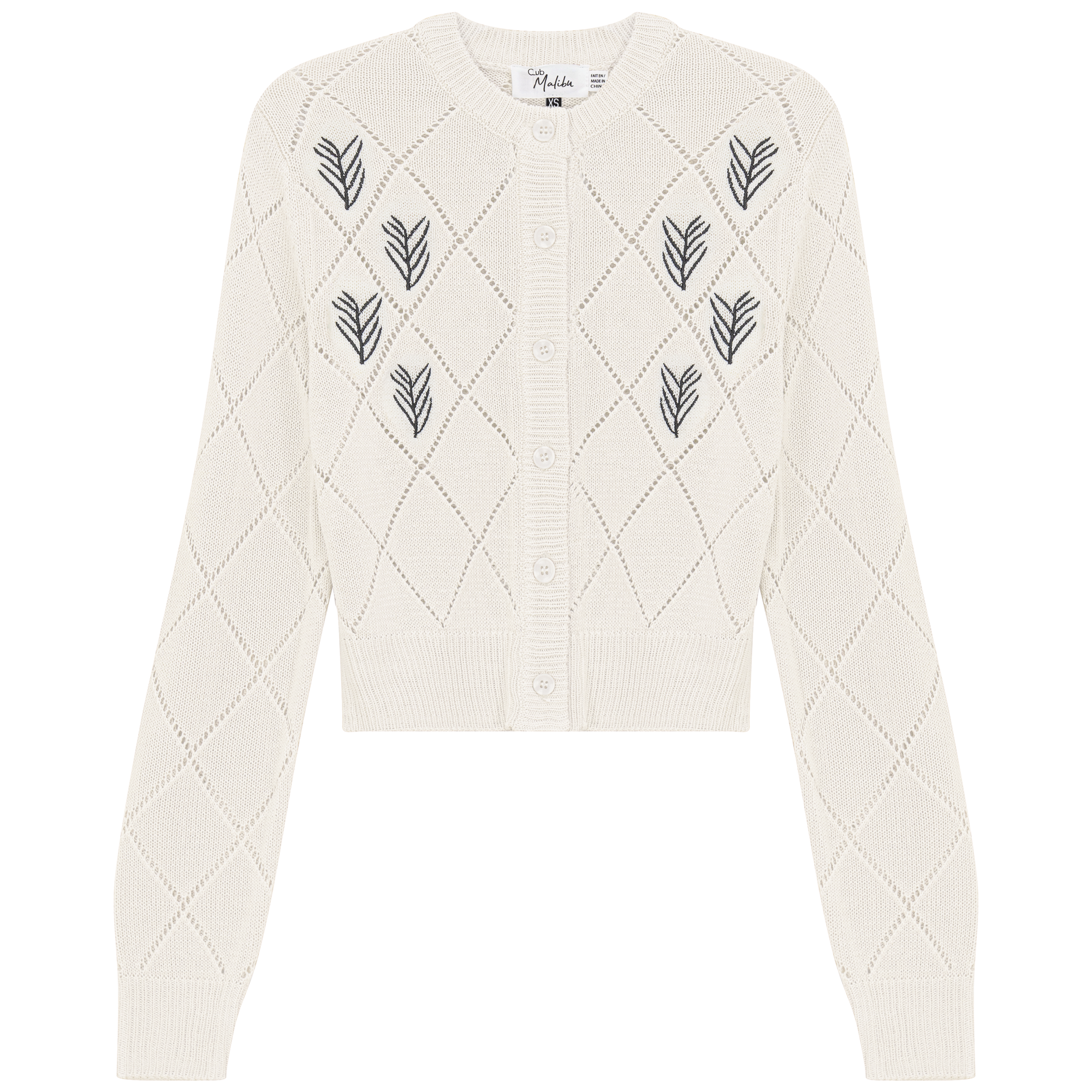 Cropped Crochet Embroidered Cardigan
