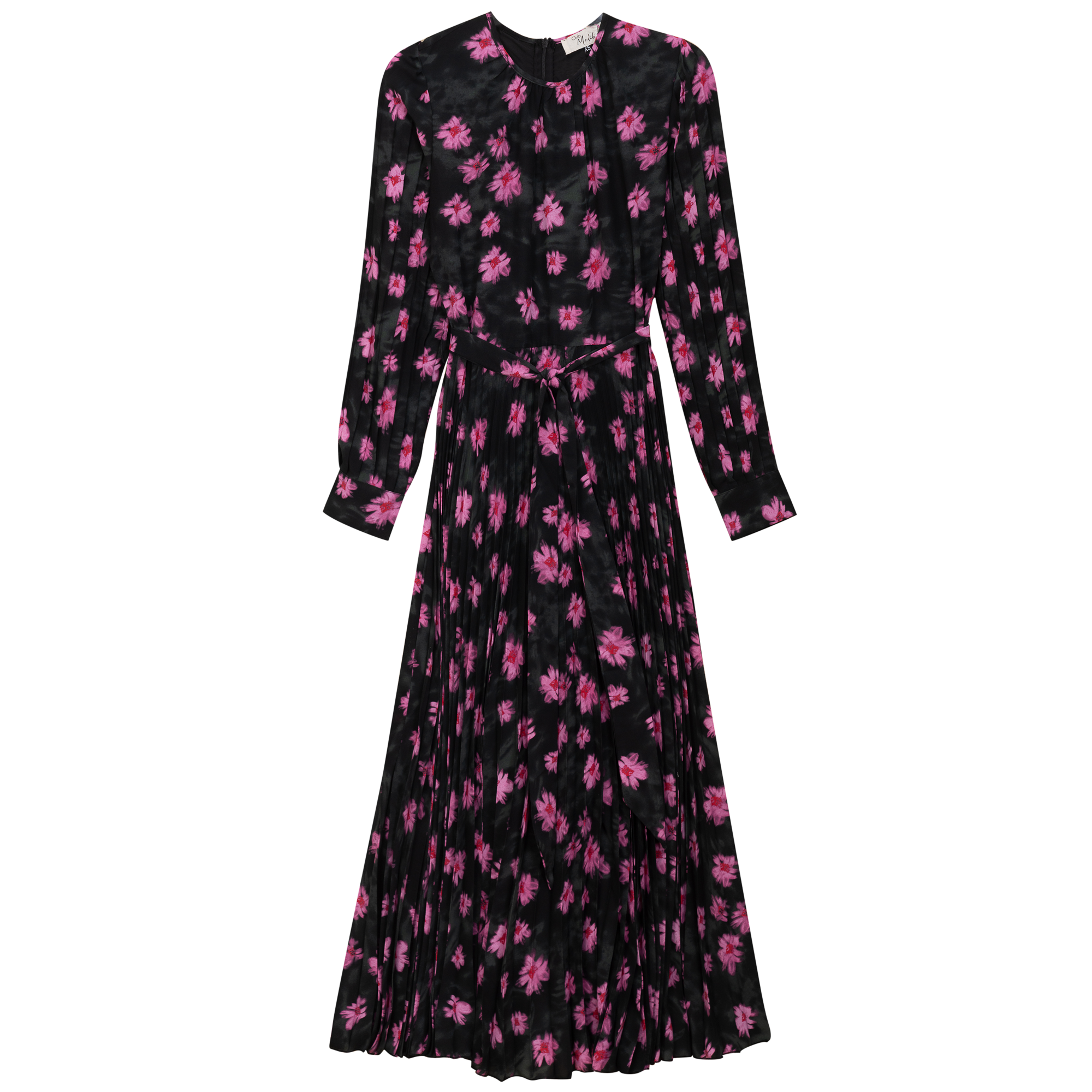 Satin Mosaic Pleated Midi Dress